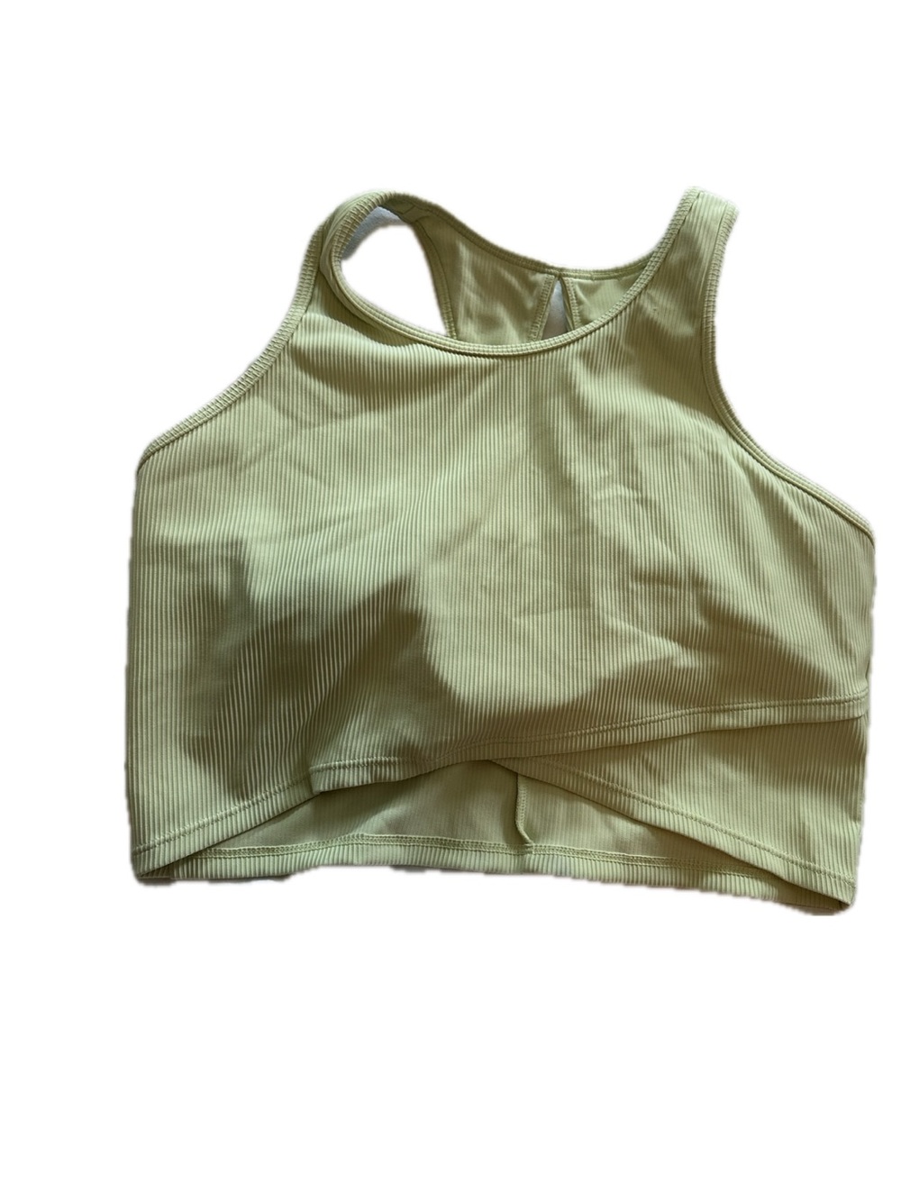 Ribbed High-Neck Cropped Tank - Pale Lime